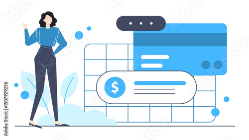 Woman poses with a dollar sign on a webpage. Ideal for financial blogs, business websites, or illustrating concepts of money.