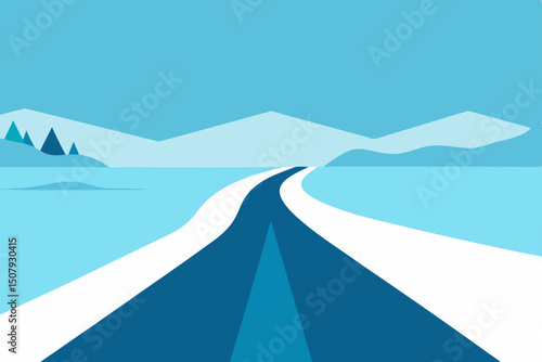 mountain road in winter