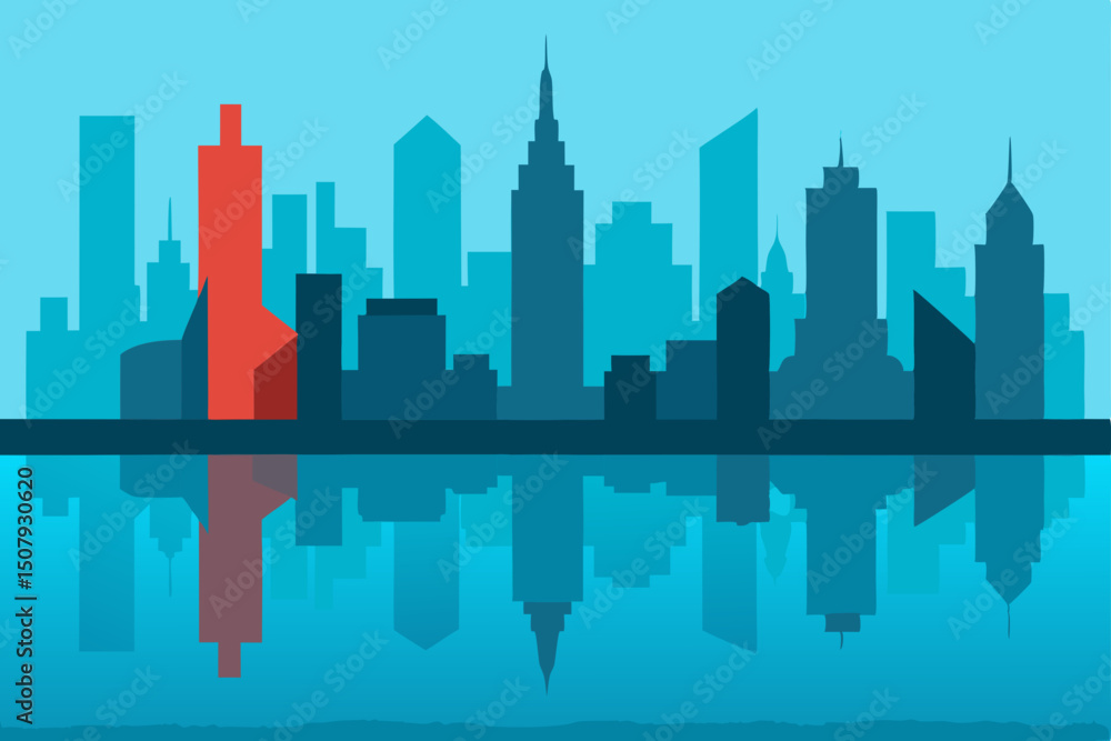 Fototapeta premium chicago skyline with reflection