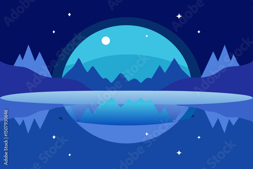 night landscape with moon