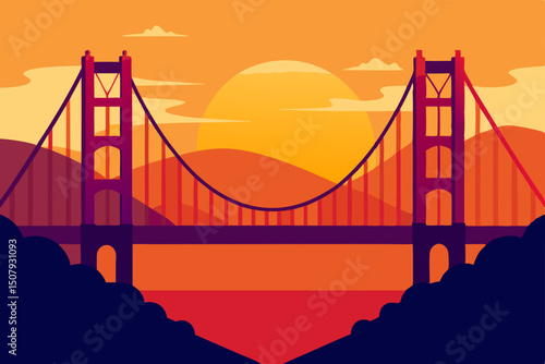 golden gate bridge at sun