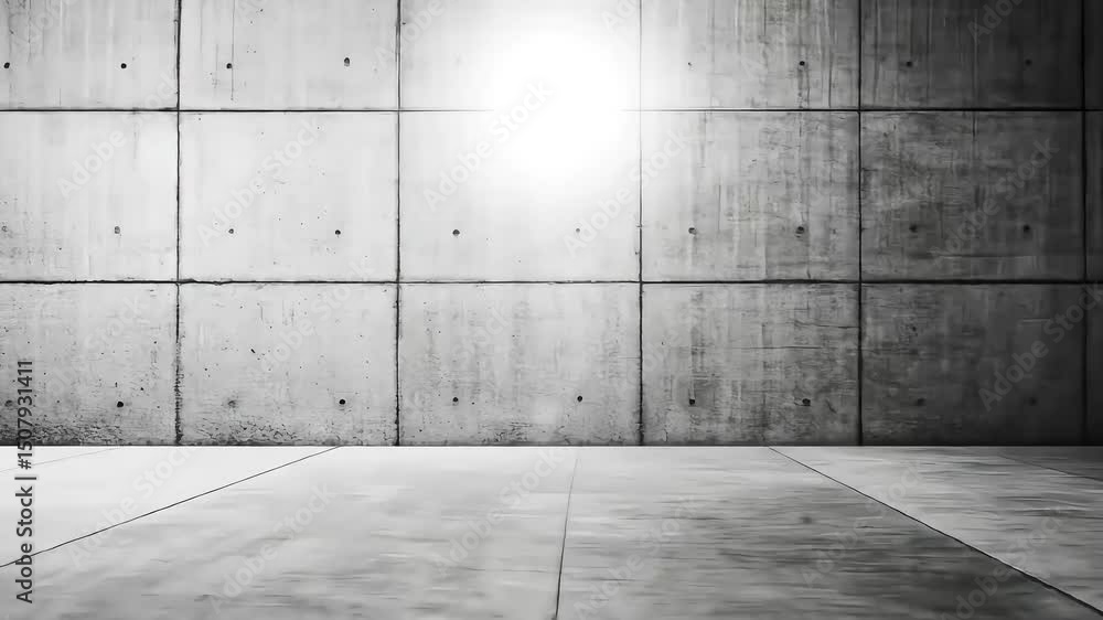 Monochromatic concrete wall and floor, light source Monochromatic concrete wall and floor, light source