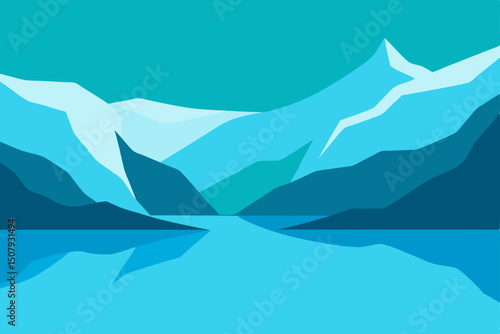 vector illustration of a mountain landscape with a boat