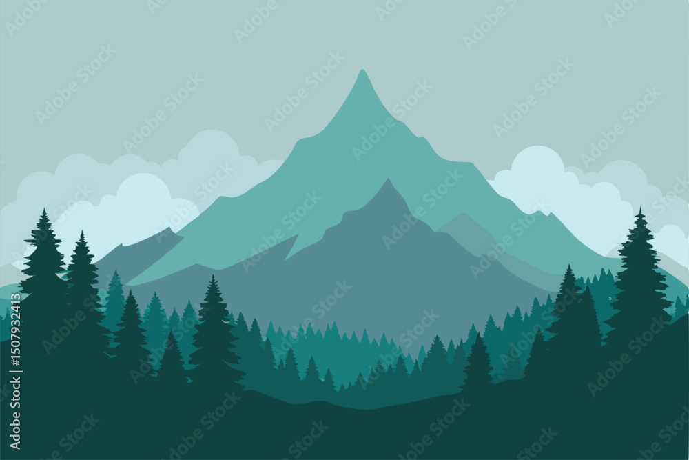 Fototapeta premium mountain landscape with trees and clouds