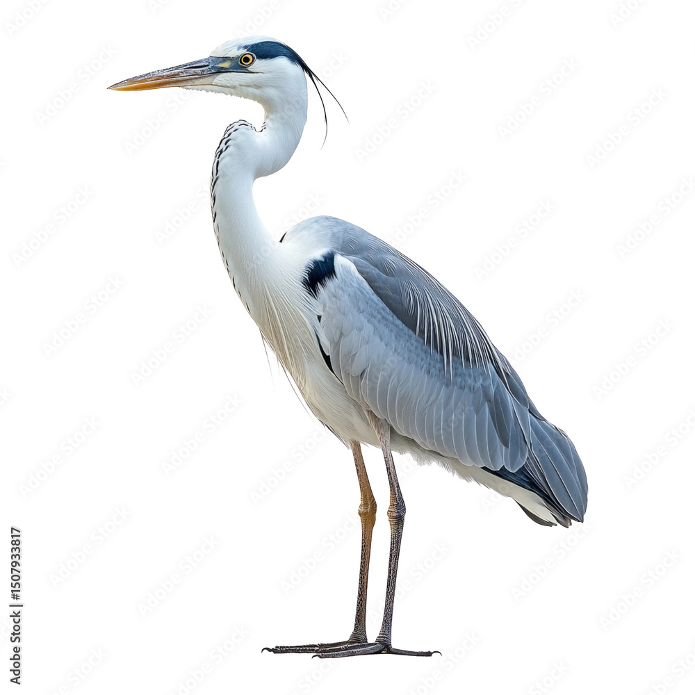 Fototapeta premium Elegant Gray Heron Stands Gracefully with a Transparent Background
