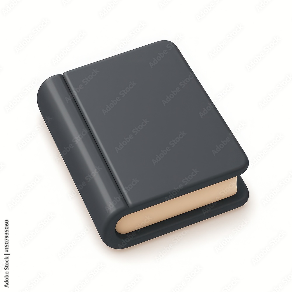 Dark Grey Closed Book with Beige Pages on White Background Dark Grey Closed Book with Beige Pages on White Background