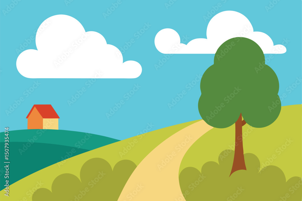 Fototapeta premium landscape with trees and clouds