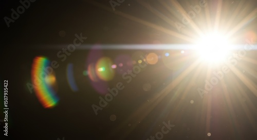 太陽光フレア効果と光線、抽象的な背景素材