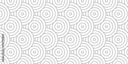 Minimal Overlapping creative diamond circle abstract white and gray pattern background with waves texture. geometric digital fabric pattern circles floral lapping white retro background.