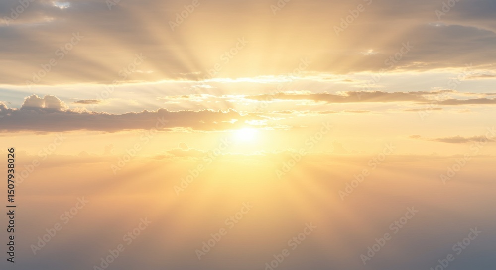 Obraz premium 輝く太陽光線が差し込む空の背景