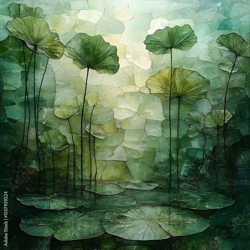 dreamy lotus pond with soft lighting