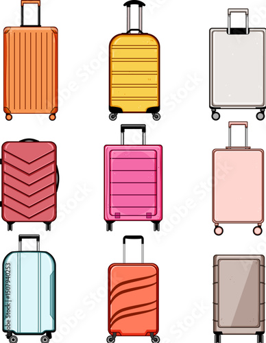 hard shell suitcase set cartoon vector illustration