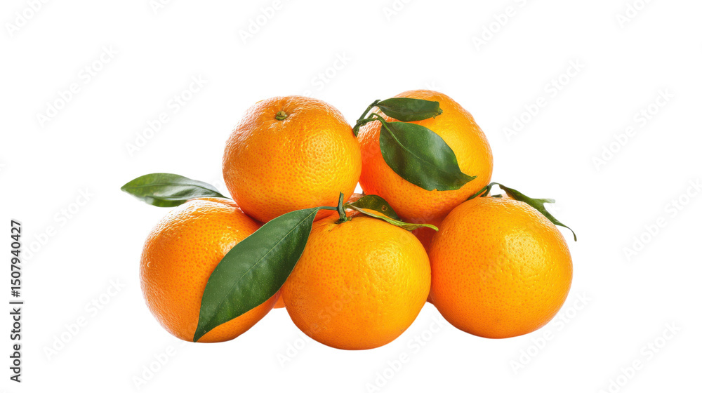 Pile of Fresh Oranges with Leaves on Transparent Background Pile of Fresh Oranges with Leaves on Transparent Background