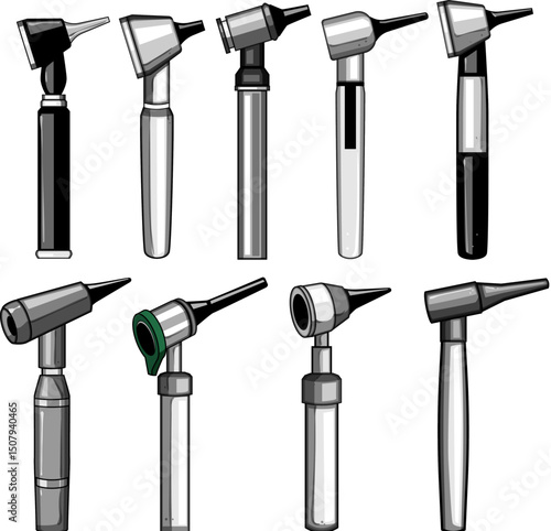 otoscope set cartoon vector illustration