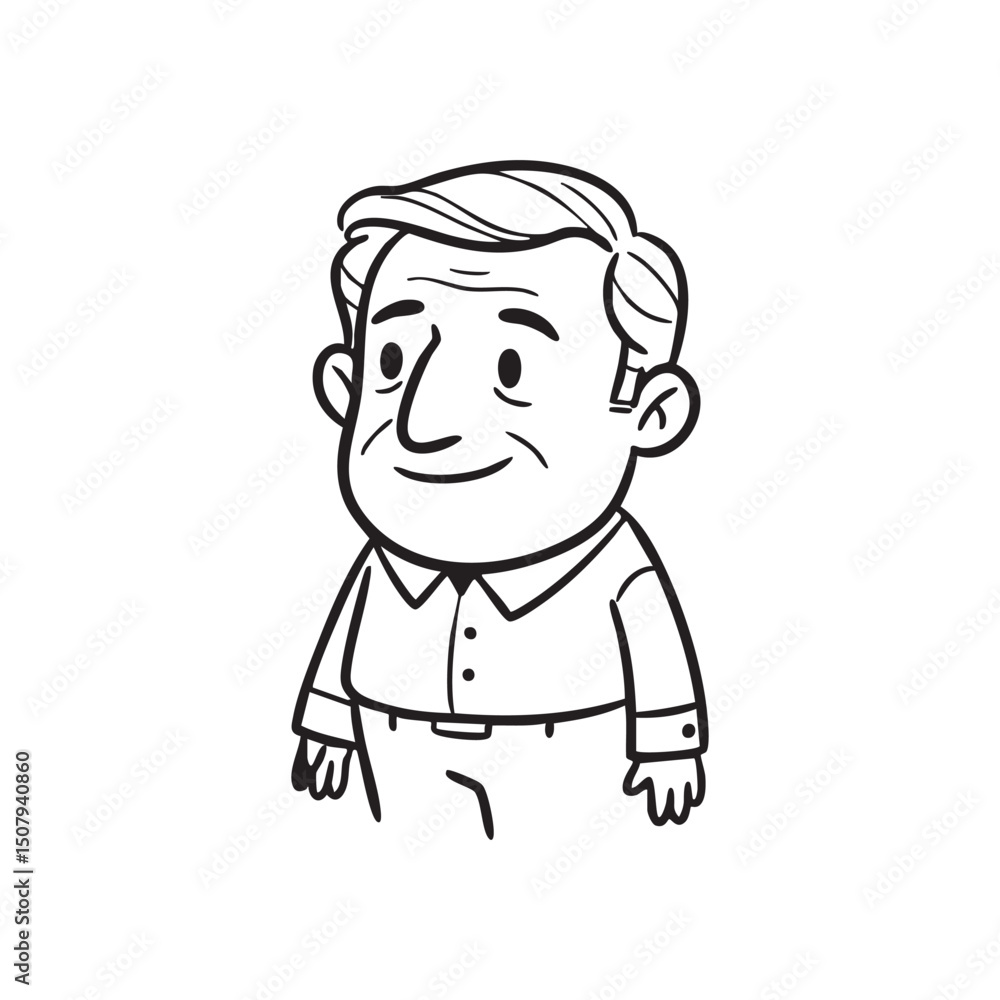 Elderly Man Cartoon Outline Illustration Vector EPS File Elderly Man Cartoon Outline Illustration Vector EPS File
