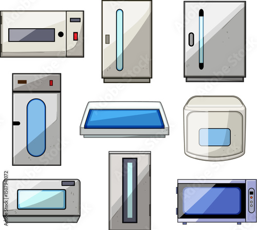 uv light sanitizer medical set cartoon vector illustration