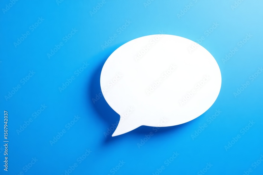 White speech bubble on a vibrant blue background. White speech bubble on a vibrant blue background.