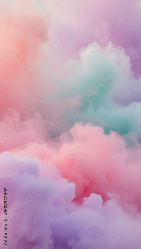 Naklejka premium Pastel clouds aesthetic images, east asian, photos, vertical, isolated assets, south asian indigenous hispanic or latinx illustration,