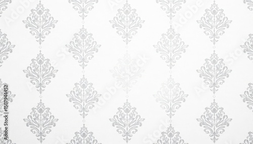 Subtle grey damask pattern on white background; fine lines & detail , home decor, elegant
