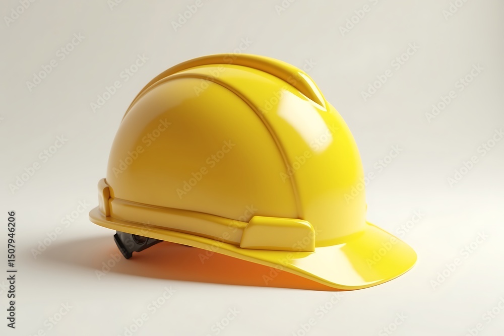 Fototapeta premium Yellow construction helmet isolated on white background in a studio setting.