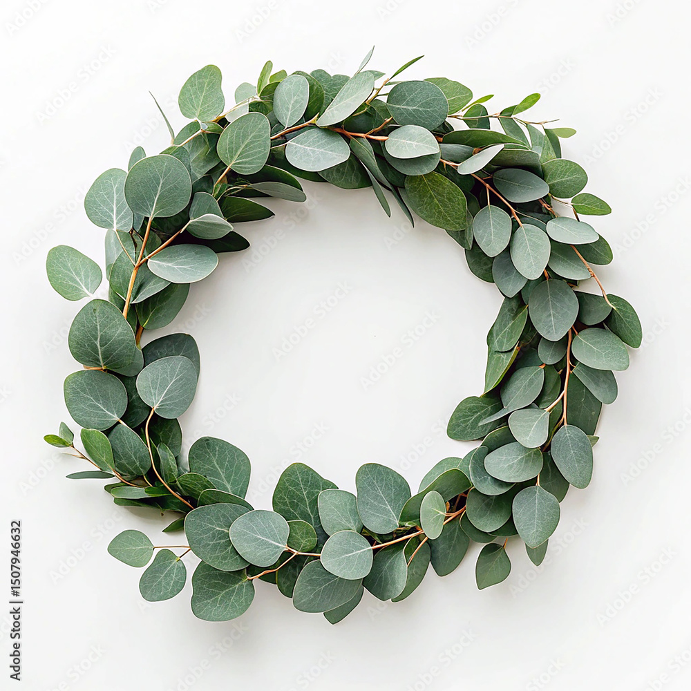 Fototapeta premium Simple eucalyptus door wreath decor
