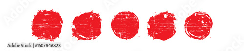 Wallpaper Mural Set of vector red brush circles. Rough textured hand painted Japanese flag. Sponge stamp grungy red ink blobs, splashes. Abstract watercolor Japan flag illustration. Symbol of sun, calligraphy art Torontodigital.ca