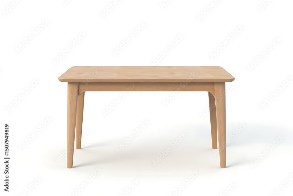 Wooden square table isolated on white background in a studio setting Wooden square table isolated on white background in a studio setting