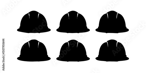 Safety hard hat icon set vector. Construction helmet icon set vector on white background.Three Safety Hard Hats in Different Colors.