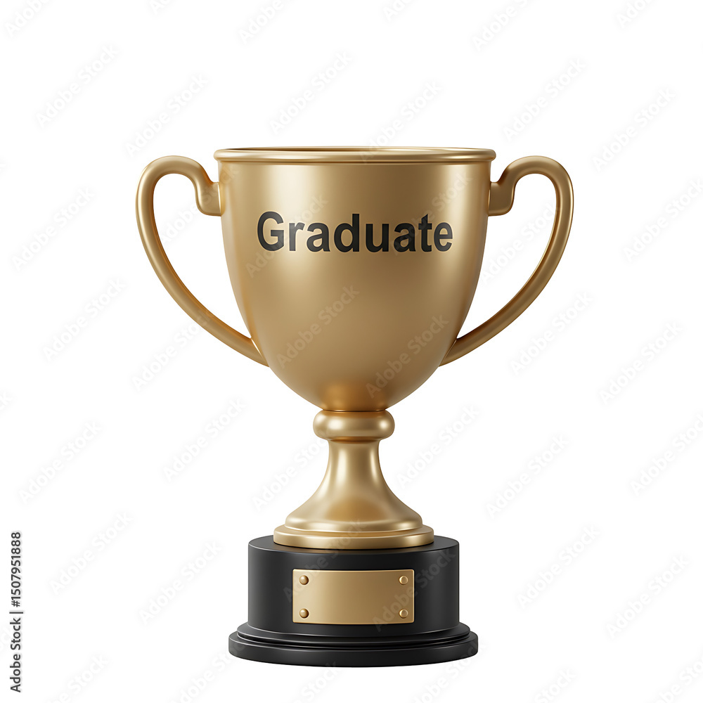Gold Graduate Trophy with Blank Plaque and Handles Gold Graduate Trophy with Blank Plaque and Handles