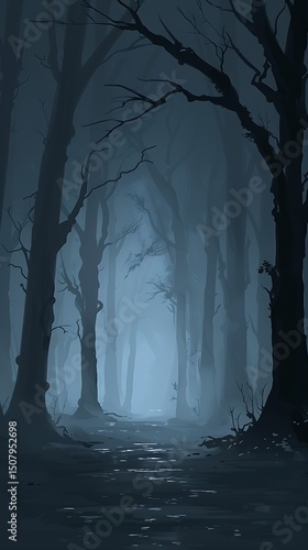 spooky foggy forest