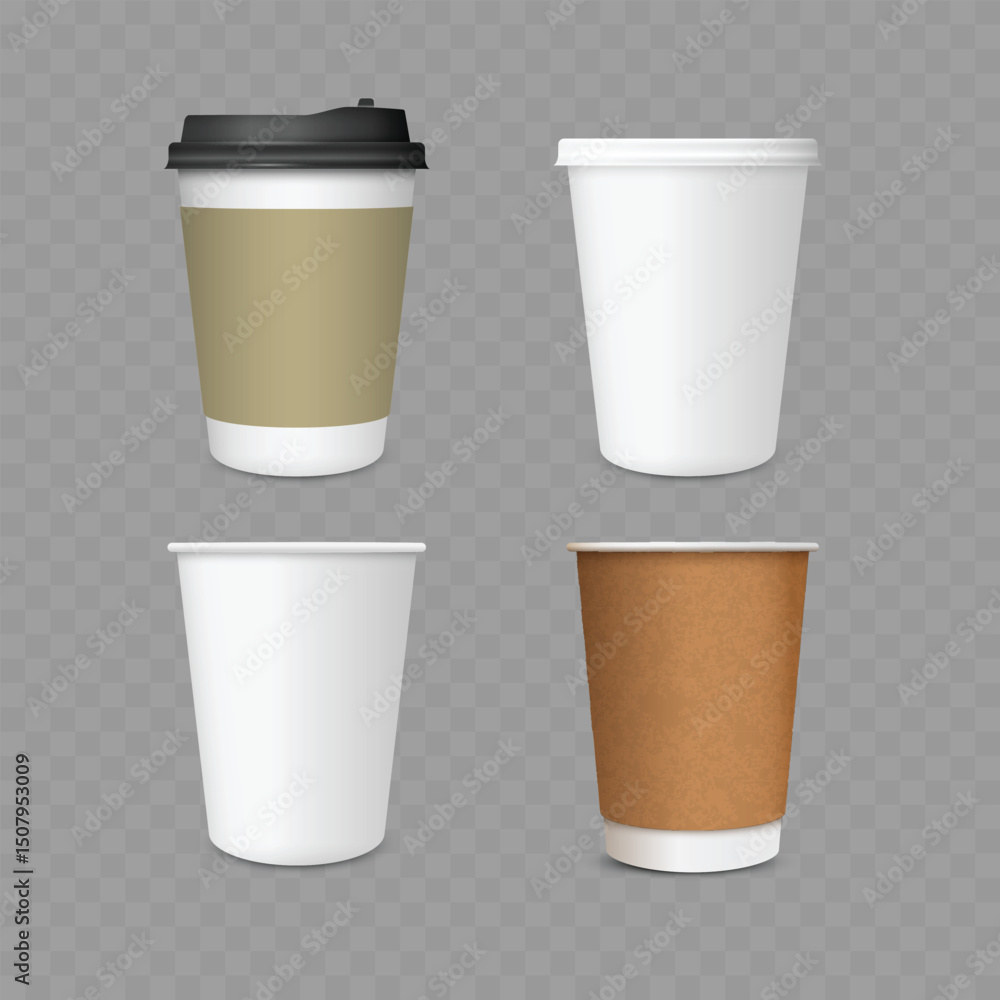 Disposable Coffee Tea Drink Cups Mockup Collection for Branding Vector Disposable Coffee Tea Drink Cups Mockup Collection for Branding Vector