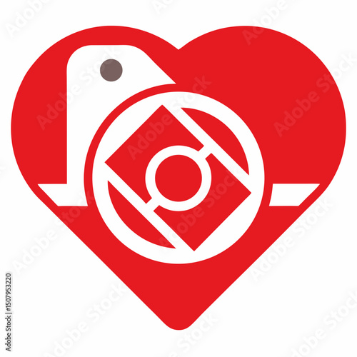Love photography theme icon with heart and camera. Ideal for World Photography Day designs and templates.