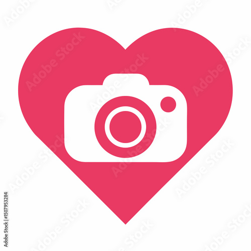 Camera heart icon vector for World Photography Day. Perfect for posters, t-shirts, web graphics, and print designs.