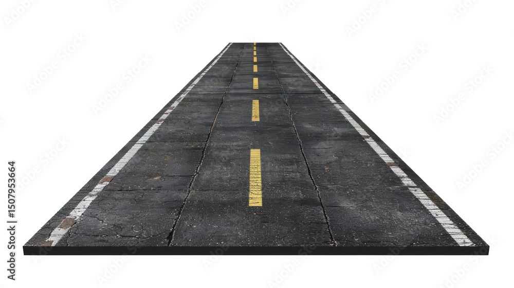 Fototapeta premium 3D Bituminous Surface Treatment road top view isolate on transparency background