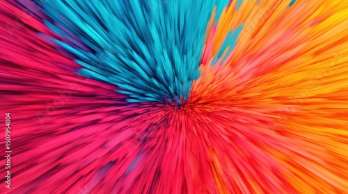 Wallpaper Mural Vivid abstract burst of blue, red, pink, and orange lines radiating from the center, creating a dynamic and energetic visual effect. Torontodigital.ca