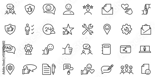 icon, customer, service, business, set, help, support, vector, call, online, information, center, illustration, chat, symbol, question, operator, contact, phone, sign, feedback, communication, message