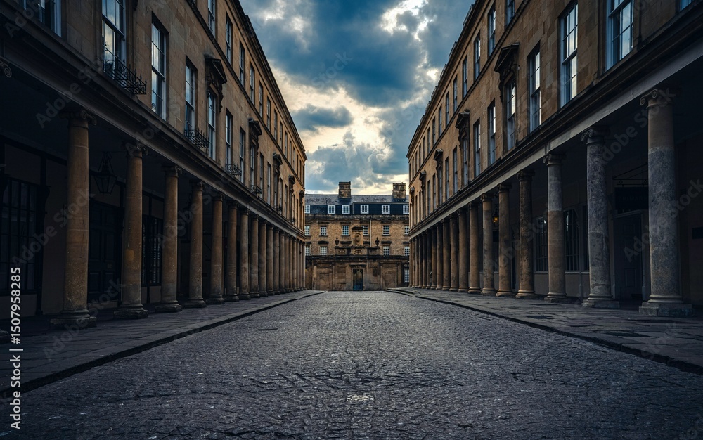 Obraz premium Narrow alleyway in the historic city of Bath, England