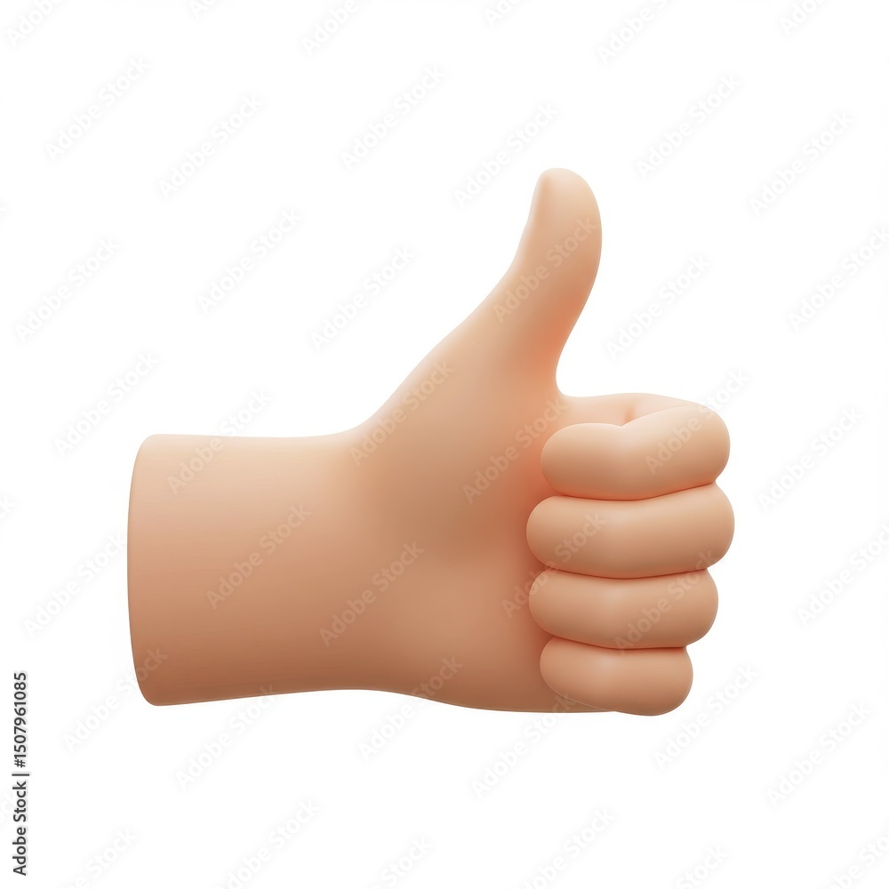 3d cartoon thumbs up hand gesture isolated on white background 3d cartoon thumbs up hand gesture isolated on white background