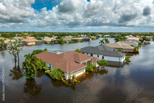 Canvas Print Flooding in Florida caused by tropical storm from hurricane Debby