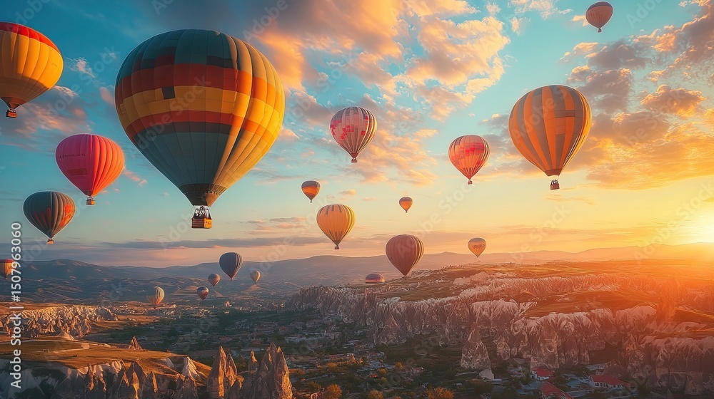 Fototapeta premium Hot Air Balloon Floating Scenes 