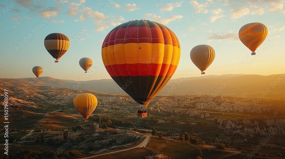 Fototapeta premium Hot Air Balloon Floating Scenes 