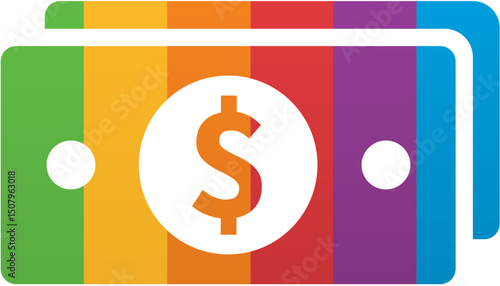 Pride Month Wallet Dollar Icon Rainbow LGBTQ Icon