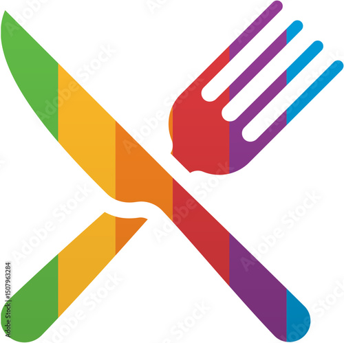 Pride Month Cutlery Icon Rainbow LGBTQ Icon