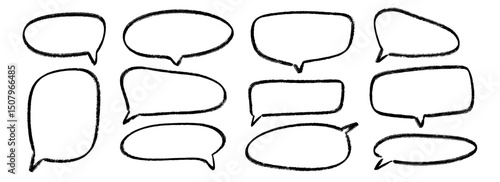 Wallpaper Mural Hand drawn speech bubbles set. Doodled crayon dialog box collection. Sketched textured comic talk frames. Round, square or rectangle balloon text box bundle. Vector chalk pencil chat cloud pack Torontodigital.ca