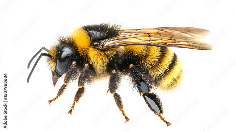 Realistic Bee Macro Photography with Transparent Wings Realistic Bee Macro Photography with Transparent Wings