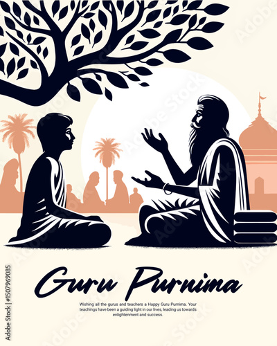Happy Guru Purnima Festival Greeting Post for Social Media – Indian Spiritual Celebration Template