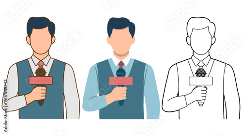 Male Journalist Avatar Illustration.