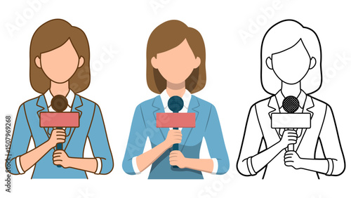 Female Journalist Avatar Illustration.