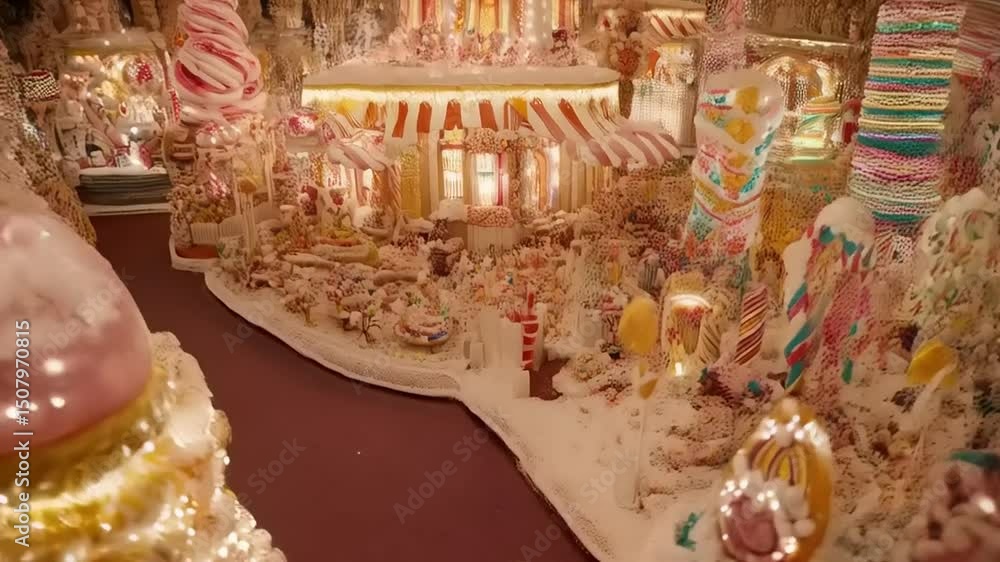 Enchanting candy landscape: a whimsical world of sugary architecture and delectable treats Enchanting candy landscape: a whimsical world of sugary architecture and delectable treats