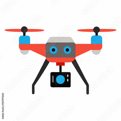 Vector drone with camera lens for World Photography Day. Use for tech flyers, websites, or educational visuals.